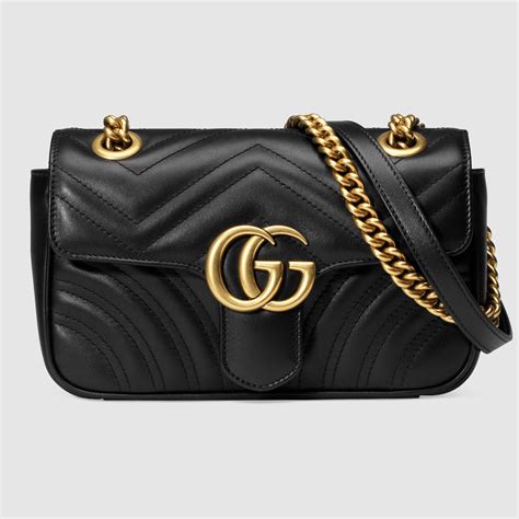 GG Marmont Mini Bag Matelassé in Black Leather 